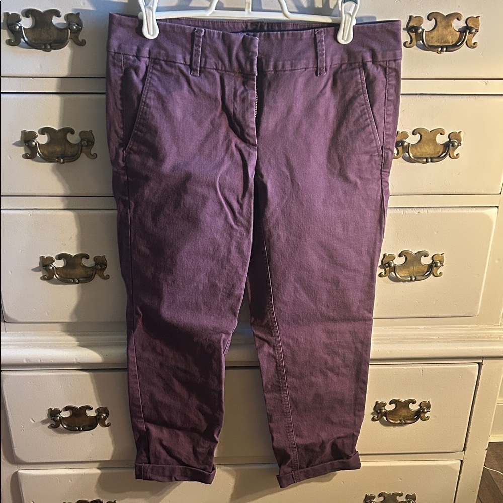 LOFT Outlet Purple Cropped Chino Pant, Size 4P